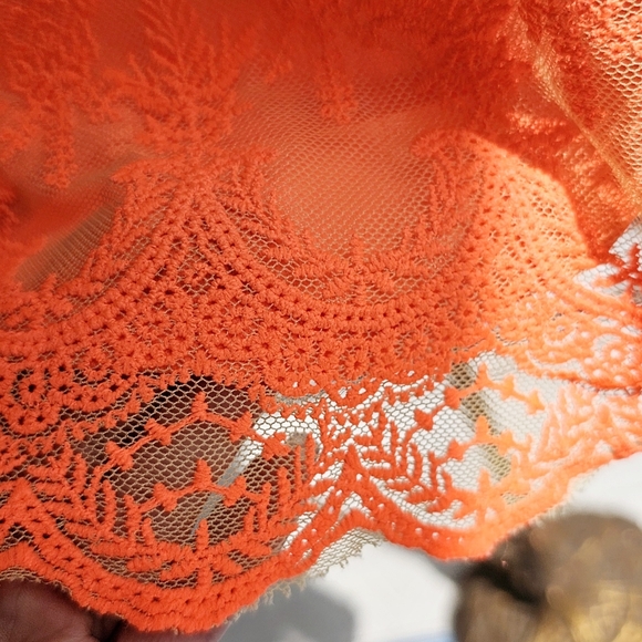 Neon Orange Lace Tank Blouse - Picture 2 of 9